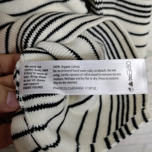 Eileen Fisher Women's Sweater Shirt with Black Horizontal Stripes Size PL/PG - Picture 5 of 9